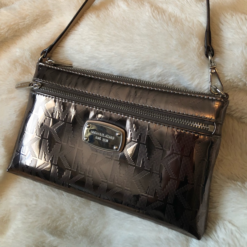 Michael Kors Metallic Silver Wristlet